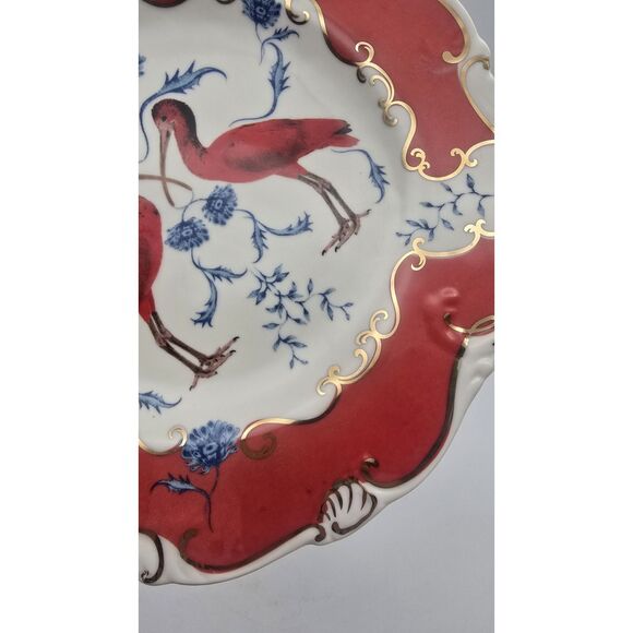 Anthropologie Lou Rota Nature Table Scarlet Ibis red  plate  9.5" Birds - Picture 5 of 8